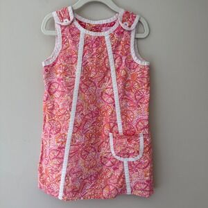 Lilly Pulitzer Girls Pink Orange Citrus Bicycle Shift Dress Size 4 Sleeveless